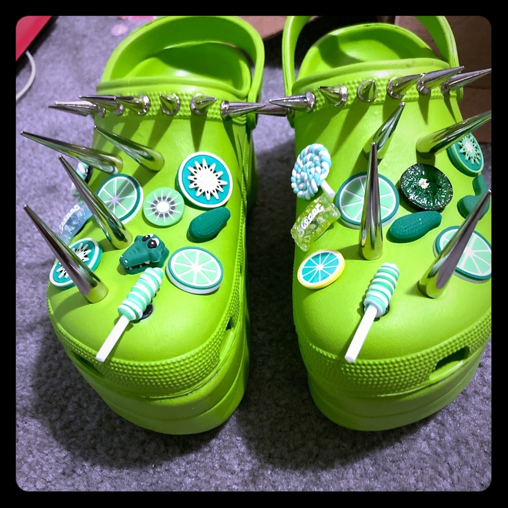 Custom Croc Lime Green Punch Heel